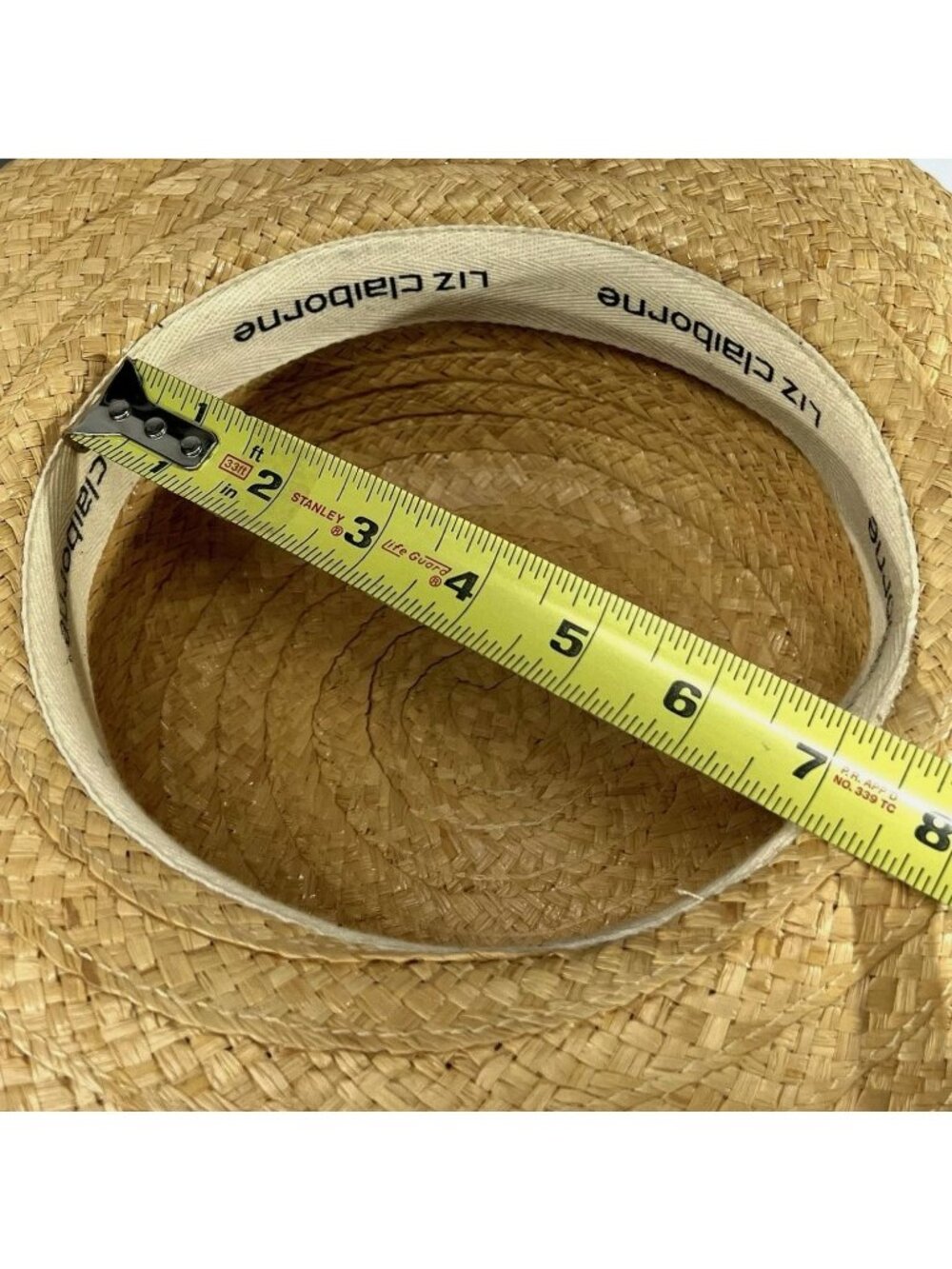 Liz Claiborne Boater Sun Straw Hat Minimalist Coastal Cottagecore Gardening - Picture 7 of 7